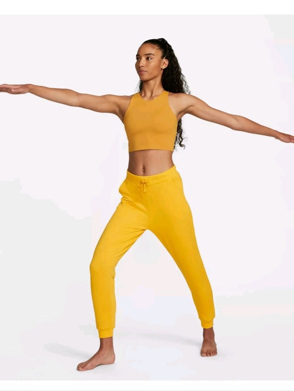 Nike Yoga Women's Yoga Dri-FIT Luxe Cropped Tank Top Gold Suede DQ6032 - Picture 3 of 10